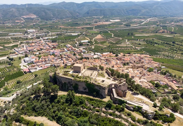 空中摄影蒙特萨村农村和古堡的废墟 西班牙 — 图库照片
