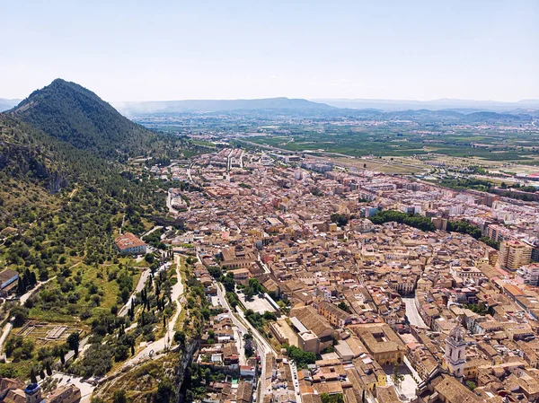 Aerial Photography Xativa Jativa Crowded Residential Houses Neighbourhoods Town Scape — 图库照片