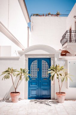 Mavi Bodrum tarzı ev kapı, Muğla, Türkiye