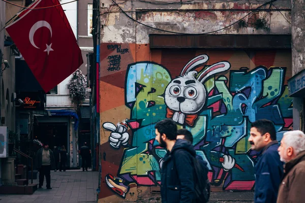 Istanbul Törökország Mar 2014 Gyönyörű Graffiti Művészet Beyoglu — Stock Fotó