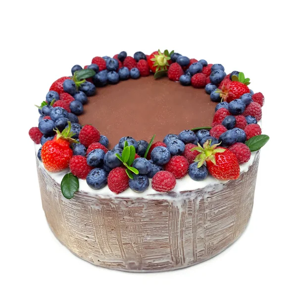 Kuchen mit Blaubeeren und Erdbeeren — Stockfoto