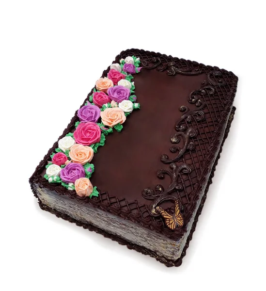 Hocolate cake in the shape of a book — Stock Photo, Image