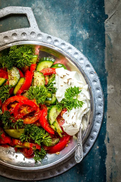 Summer salad with kurt — Stock Photo, Image