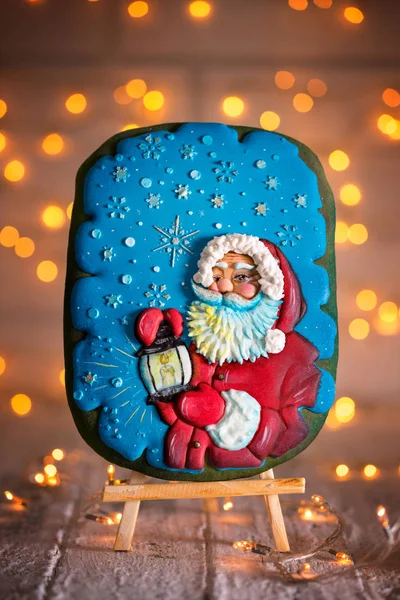 Santa on gingerbread — Stock Photo, Image