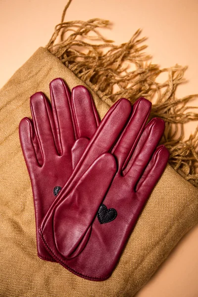 Stylish gloves with a heart — Stock Photo, Image