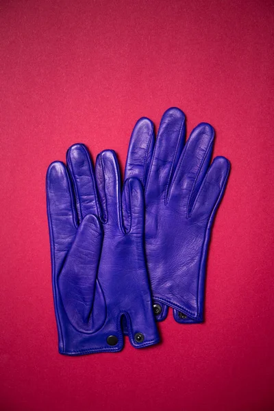 Beautiful Bright Gloves Made Genuine Leather Women — Stock Photo, Image