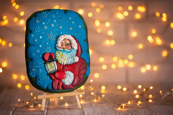 Cookie med bilden av Santa — Stockfoto