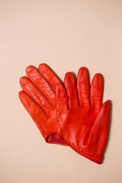 Guantes Brillantes Hermosos Hechos Cuero Genuino Para Las Mujeres — Foto de Stock