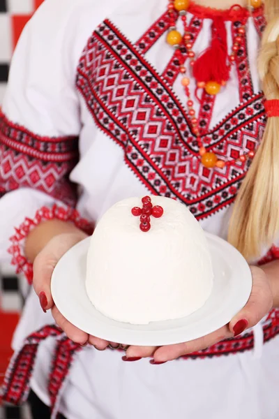 Cranberries Ile Geleneksel Lor Paskalya Tatlı Ukraynalı Rus Tarzı Bir — Stok fotoğraf