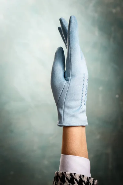 Vrouwelijke Hand Een Mooie Lederen Handschoen — Stockfoto