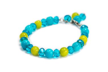 Bilezik mavi, yeşil taş ve kristal