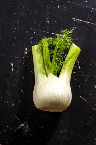 Grote Prachtige Plantaardige Venkel Een Donkere Rustieke Achtergrond — Stockfoto