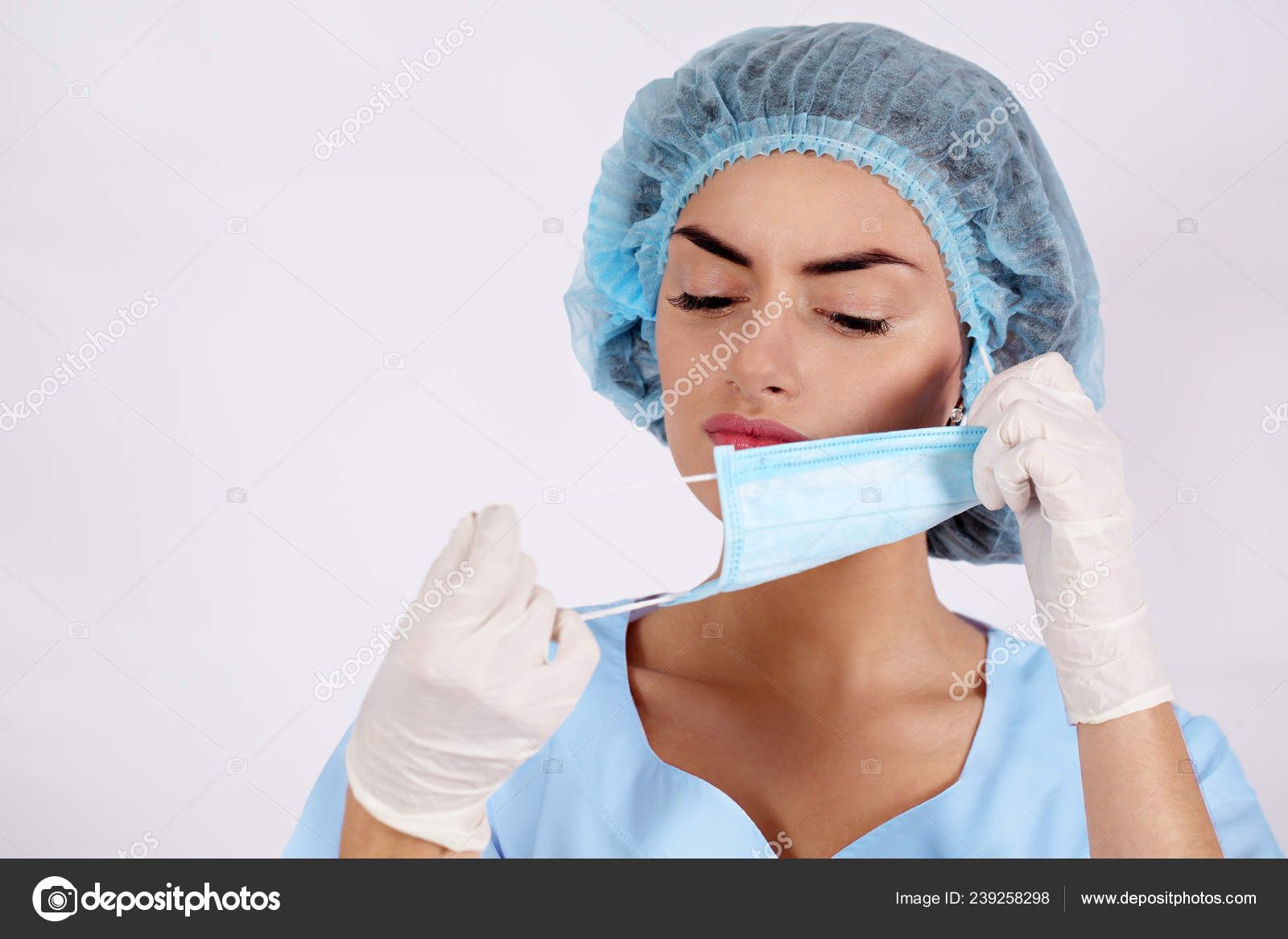 Young Beautiful Nurse Wears Special Clothing — Stock Photo © mallivan