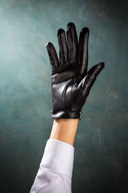 Kadın elinde bir güzel deri eldiven