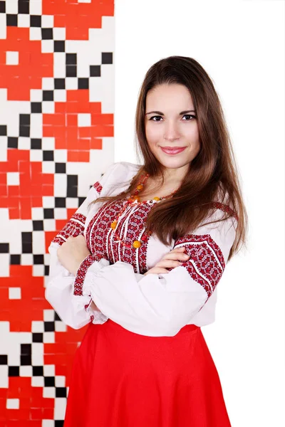 Frau Ukrainischer Tracht Isoliert — Stockfoto