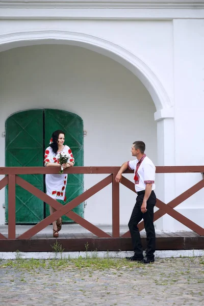 Нареченого Нареченої Весілля Українському Стилі — стокове фото