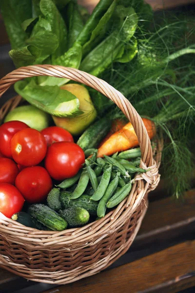 Healthy Food Background Photo Different Vegetables Big Basket — Stock Photo, Image