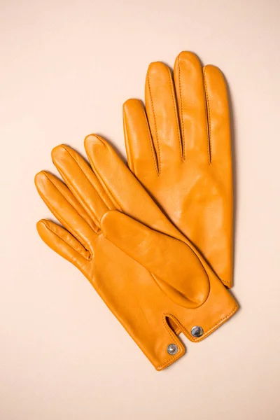 Beautiful Bright Gloves Made Genuine Leather Women — Stock Photo, Image