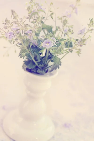 Piękny Niebieski Wiosna Kwiatów Wazonie Vintage — Zdjęcie stockowe