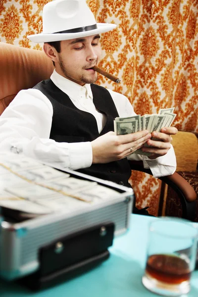 Mafia Man Cigar Pack Money — Stock Photo, Image