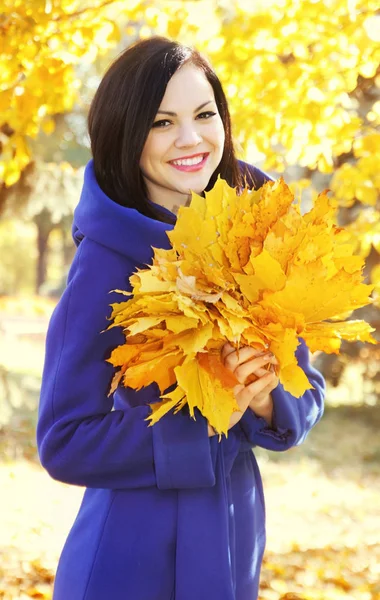 Giovane Bella Donna Nel Parco Autunnale — Foto Stock