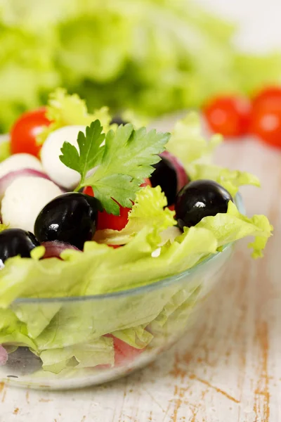 Greek Salad Tomatoes Olives Cheese — Stock Photo, Image