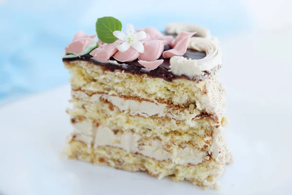 Delicious Nut Cake Chocolate Icing Cream — Stock Photo, Image