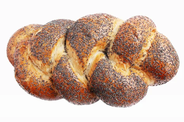 Brot Mit Mohn Auf Weißem Hintergrund — Stockfoto