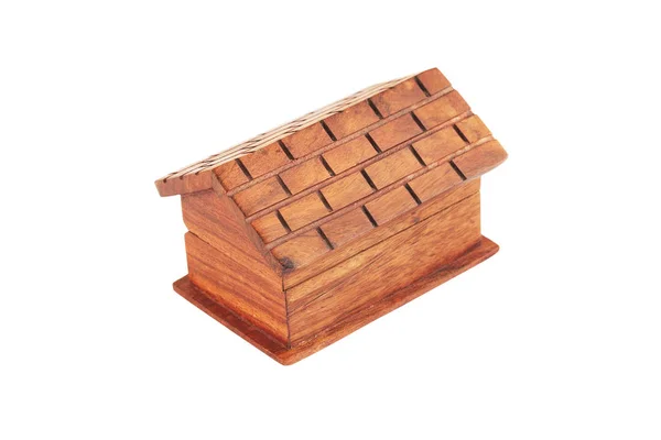Schachtel Aus Mahagoni Form Des Hauses — Stockfoto