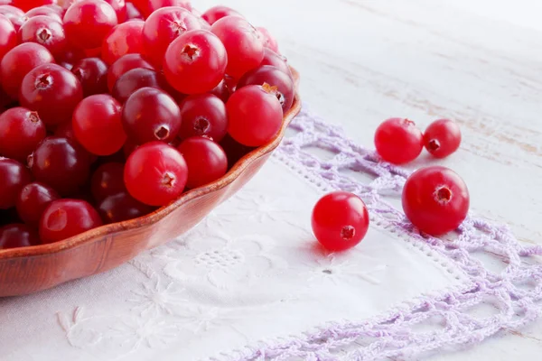 Juicy Ripe Cranberries Scattered Baskets — Stock Photo, Image
