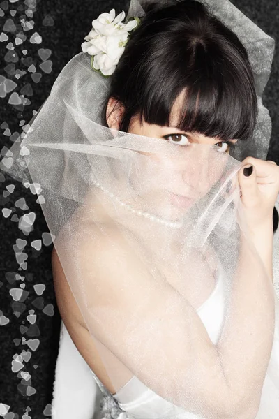 Sposa Coperto Volto Dal Velo — Foto Stock