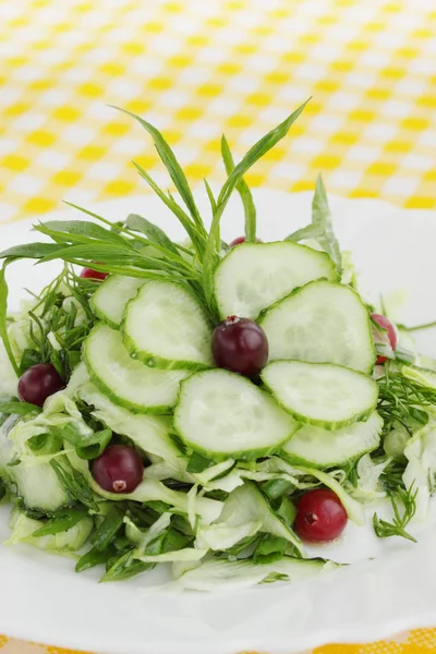 Fresh Spring Salad Cucumber Cranberries — Stock Photo, Image