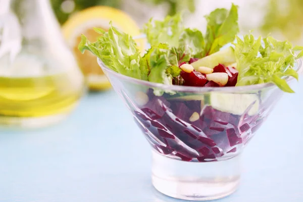 Portion Salad Beetroot Pine Nuts — Stock Photo, Image