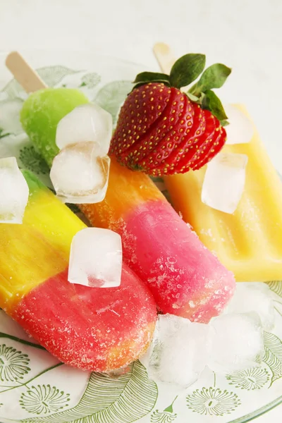 Frozen Fruit Juice Mint Strawberries — Stock Photo, Image