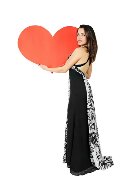 Woman Holding Heart Valentine Day — Stock Photo, Image