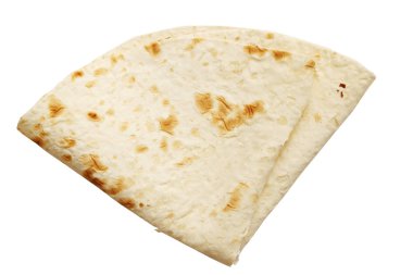 büyük ince pide ekmeği, beyaz zemin üzerine izole