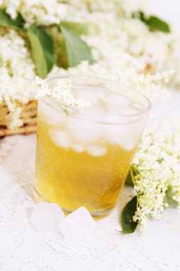 yaşlı çiçeklerden yapılmış bir yaz içeceği canlandırıcı bir soğuk