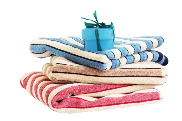 Pile Serviettes Duveteuses Savon Bleu — Photo