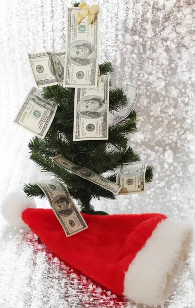 Christmas Tree Decorated Money — Stock Photo, Image