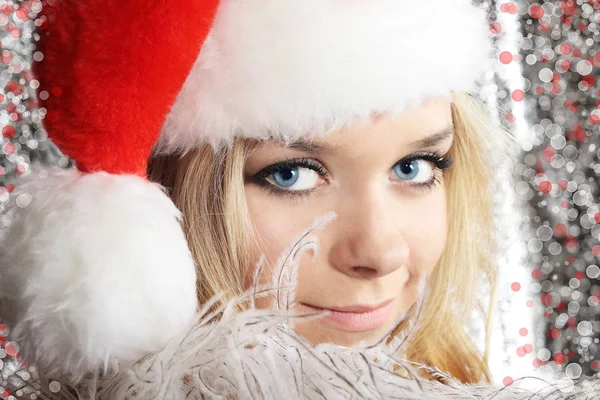 Portrait Beautiful Sexy Girl Wearing Santa Claus Clothes — Stock Photo, Image