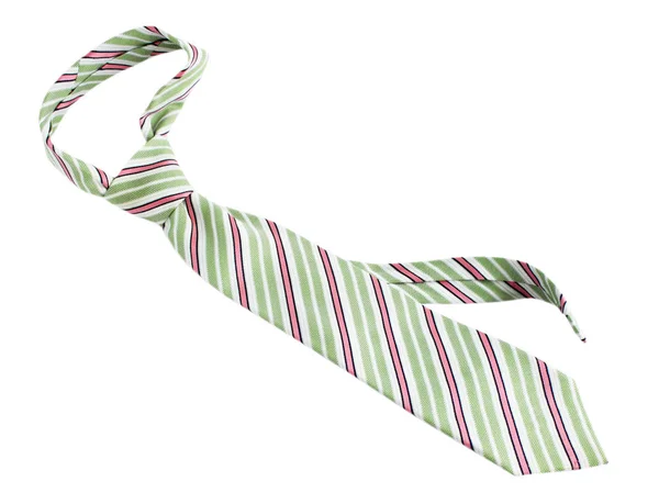 Modische Gestreifte Krawatte Isoliert Auf Weißem Hintergrund — Stockfoto