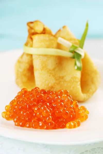 Ruddy Pancake Folded Bag Red Caviar — Stock Photo, Image