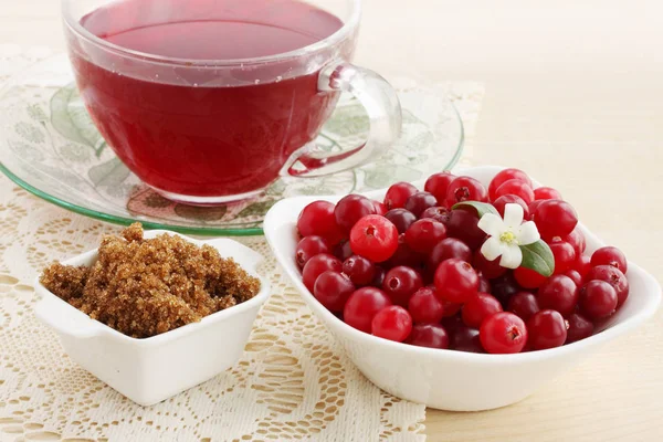 Fresh Cranberries Cranberry Juice Brown Sugar — Stock Photo, Image