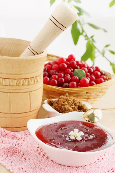 Jam Fresh Cranberries Brown Sugar — Stock Photo, Image