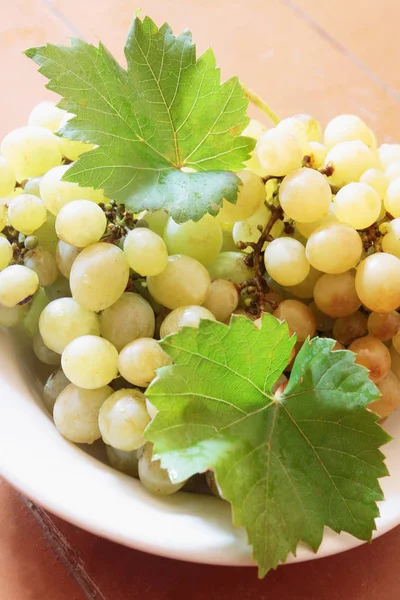 Clusters Uvas Verdes Prato — Fotografia de Stock