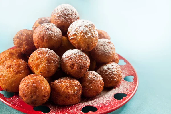 Bolas Queso Crujiente Fritas Azúcar Polvo —  Fotos de Stock