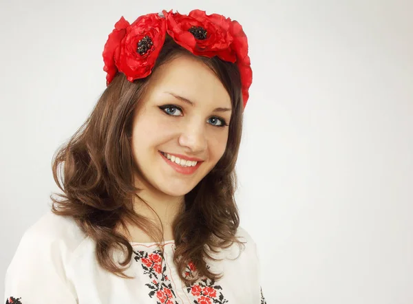 Beautiful Friendly Ukrainian Wreath Poppies — Stock Photo, Image