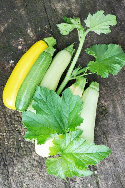 Still Life Zucchini Old Wooden Board — Stock Photo, Image