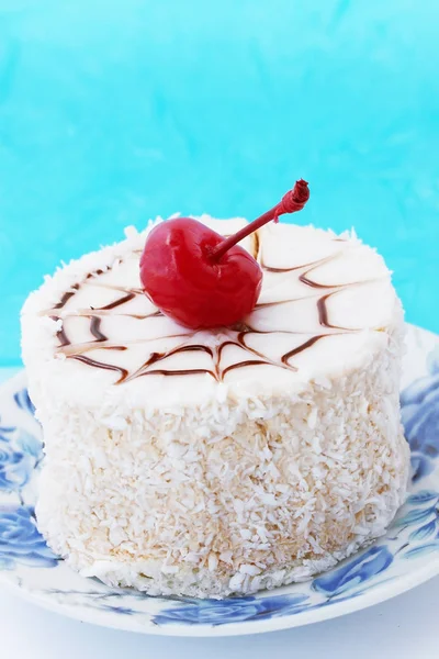 Coconut Cream Dessert Chocolate Cherries — Stock Photo, Image