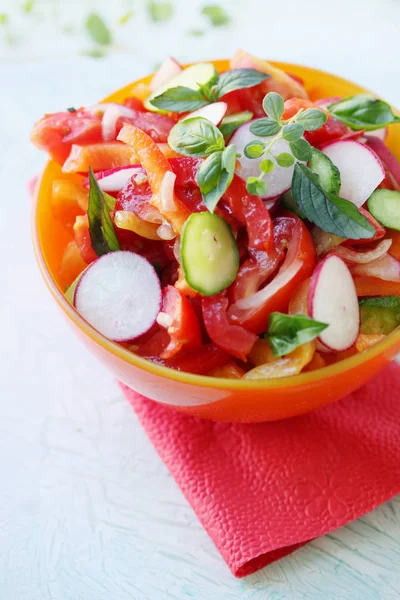 Summer Salad Sauce Organic Vegetables — Stock Photo, Image